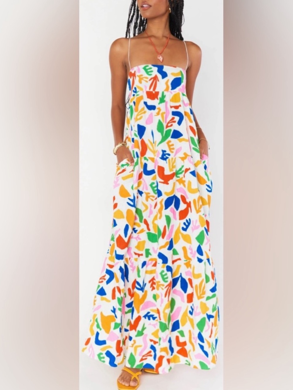 Show Me Your MuMu Long Weekend Maxi Dress. Color: Primary Paradise